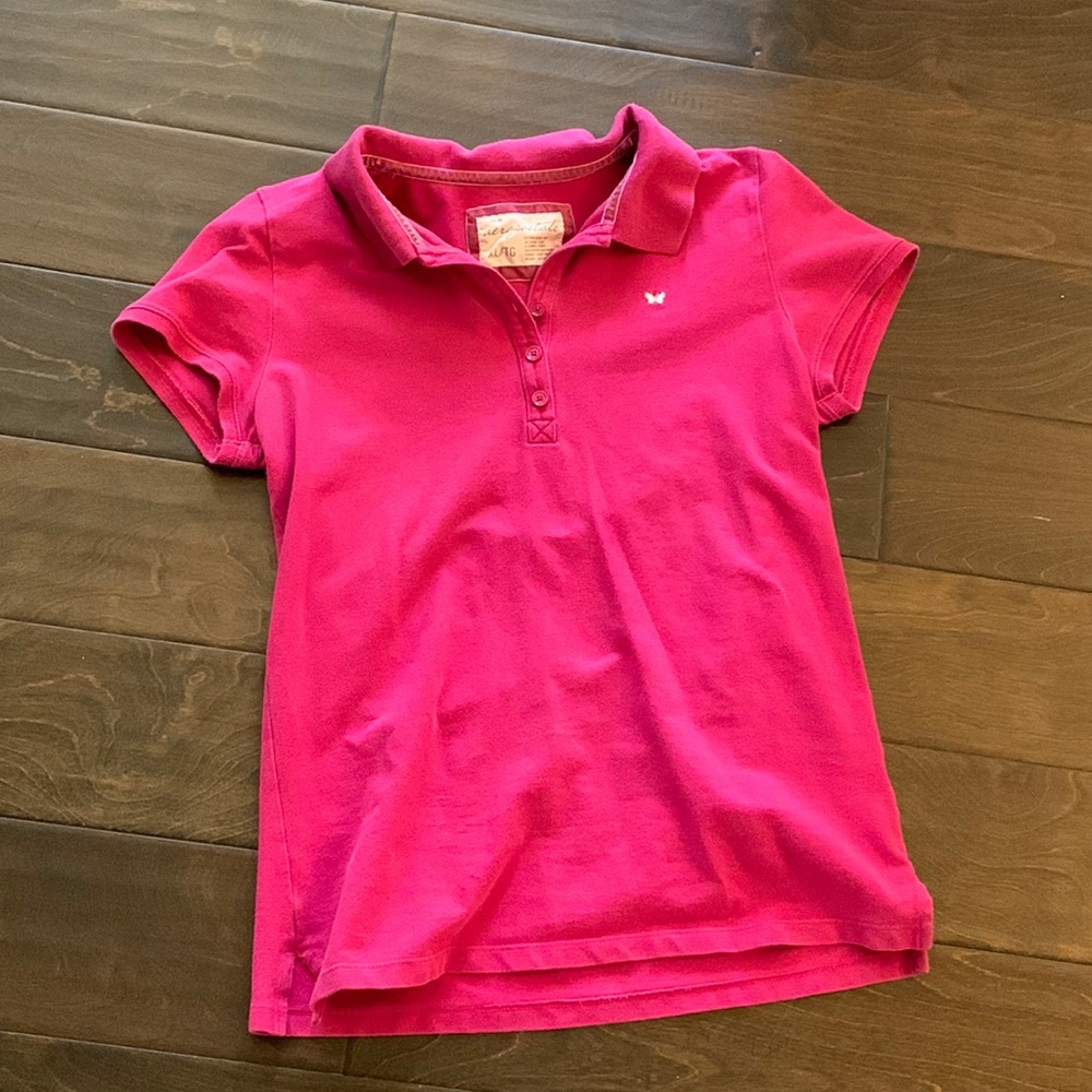 Aeropostale Pink Polo with Silver Butterfly